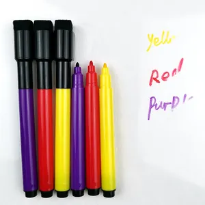 Multi-function Low Odor Assorted Colors Dry Erasable Whiteboard Pens with Eraser and Magnet