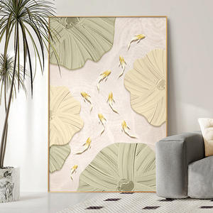 Art mural moderne texturé avec poisson koi et feuille de lotus, effet 3D, <span class=keywords><strong>peinture</strong></span> sur toile, décoration Feng Shui pour salon et <span class=keywords><strong>chambre</strong></span> à coucher - Product Image 1
