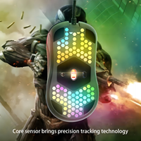 Mouse Gaming Umila Ringan Model Sarang Lebah Warna Hitam Optik RGB Berkabel USB Dapat Diprogram Ergonomis DPI Tinggi untuk Kedua Tangan Tersedia