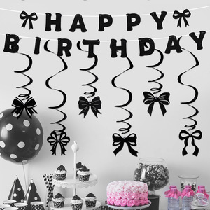 Set di Fiocchi e Spirali Decorativi in Carta Glitterata per Feste di <span class=keywords><strong>Compleanno</strong></span>, Colori <span class=keywords><strong>Rosa</strong></span>, Nero, Viola e Rosso, per Decorazioni di Feste e Addii al Nubilato - Product Image 3