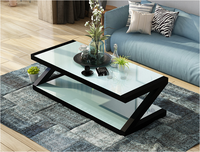 Table basse créative en verre trempé, carrée, en forme de Z, table de salon, nouveau modèle