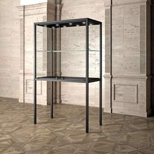Vitrine de musée en fer 120x60x200cm, cadre noir avec éclairage LED, pour expositions - Product Image 3