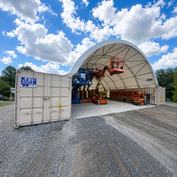 Carpa de Almacenamiento Industrial de Acero con Arco para Equipos y Vehículos, Contenedor de Doble Estructura Resistente, Refugio Tipo Domo