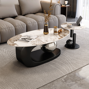 Mesa de Centro Pequeña de Metal, Estilo Retro Moderno y Lujoso, Portátil, Estilo Nórdico, Convertible, para Sala de Estar, Dormitorio o Gimnasio - Product Image 4