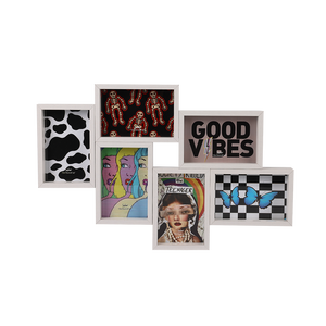 Nuovo Arrivo Cornice Collage da Parete Retrò a 6 Aperture in Legno Bianco con <span class=keywords><strong>Stampe</strong></span> Artistiche - Product Image 1