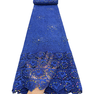 Tissus en dentelle guipure africaine NI.AI de haute qualité, broderie nigériane avec pierres pour la couture de vêtements de fête - Product Image 2