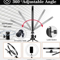 Anneau lumineux vidéo RGB de 10 pouces, éclairage photographique à 360°, 16 couleurs, anneau lumineux LED arc-en-ciel pour TikTok Youtube