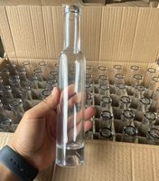 Bouteilles en verre transparent Flint personnalisées en gros, 200 ml, 375 ml, 500 ml, à col long, pour vin glacé, avec bouchons