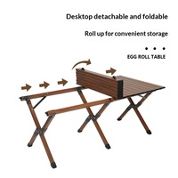 Table de camping et de pique-nique pliable à double couche en alliage d'aluminium léger et résistant pour l'ameublement extérieur
