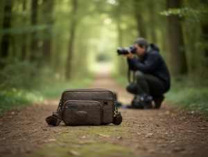 Borsa per Fotocamera 3-in-1 da Uomo in Microfibra e Pelle Sintetica con Chiusura a Cerniera Stile Casual MH130317 - Product Image 2