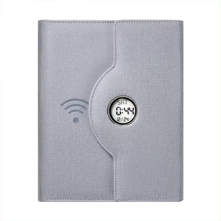 New Promotional Premium Diary Wireless Charging Notebook Power Bank With Desk Lamp And Clock For Business Custom LOGO
