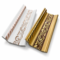 Corniche de plafond en PS de luxe européenne, moulure murale décorative dorée pour la décoration intérieure d'hôtel