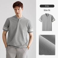 Zomer herenmode Henley-hals korte mouw ademende polyester/katoen gebreide t-shirt herenkleding