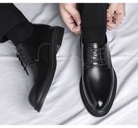 Nouveautés : Chaussures habillées d'affaires en cuir noir respirant, style britannique, pour tenue de marié et mariage