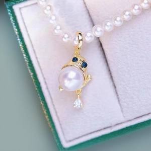 Accesorios de Perlas DIY 31320DIY, Colgante de Plata S925 con Cuentas de 9-10 mm, Base Vacía Chapada en Oro, Colgante de Moda, Hebilla para Collar - Product Image 3