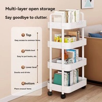 Chariot utilitaire roulant en plastique robuste à 3 niveaux avec roues universelles, chariot de rangement mobile pour la cuisine, la salle de bain et l'organisation des collations