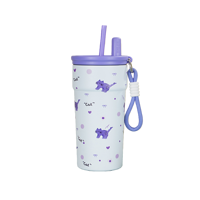 Vaso de acero inoxidable Hello Kitty de 500 ml con doble pared aislante y pajita para viajes y uso al aire libre