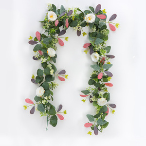 พวงดอกไม้ประดิษฐ์ฟูยี่ ขนาด 100 ซม. 200 ซม. กุหลาบผ้าไหม ใบไม้สีเขียว ตกแต่งงานแต่งงาน สไตล์ยุโรป พวงดอกไม้แบบเถาวัลย์ - Product Image 3