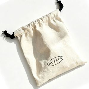 Pochettes en coton personnalisées de haute qualité avec cordon de serrage, couleur naturelle, sacs de rangement anti-poussière avec rubans noirs - Product Image 2