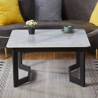 Vente directe d'usine, table basse noire luxueuse, table basse carrée en dalle de roche pour salon