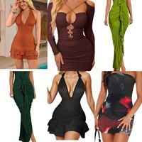 Shiens Sexy Robe de soirée solide plissée tissée lavable pour femmes 2025 | Liquidation rapide de la boutique de mode d'été chaud