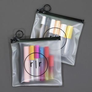 Sacs en plastique transparents avec logo personnalisé, mats et givrés, à fermeture éclair, pour cosmétiques, vêtements, emballages de cheveux, vente chaude - Product Image 3