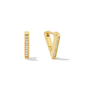 Aros Geométricos Triangulares de Plata S925 con Pavé de Oro de 18K, Modelo CANNER 2023, Versátiles y a la Moda para Mujer - Product Image 1