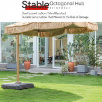 Parasol de jardin en chaume Meiqi pour l'extérieur, idéal pour les complexes hôteliers, fermes, cours, plages et zones panoramiques – Protection solaire