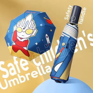 Parapluie de sécurité réfléchissant personnalisé 8K manuel à trois volets Dessin animé mignon Stock d'usine Enfants Protection solaire contre la pluie Cadeaux d'affaires pour les voyageurs - Product Image 4