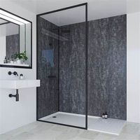 Porte de douche coulissante carrée moderne avec plateau en pierre artificielle et design sans cadre, certifiée CE pour les salles de bain d'hôtel