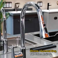 Robinet de cuisine moderne en laiton durable avec cartouche céramique, installation monotrou, douchette extractible, design à poignée unique, finition brossée