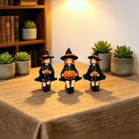 Ensemble de trois figurines de sorcières et citrouilles pour la nuit d'Halloween, accessoires de décoration DIY, mini décorations de table pour les fêtes