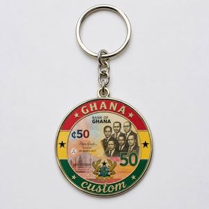 Fabricant sur mesure de porte-clés de haute qualité avec pendentif pièce de monnaie du Ghana, design de devises africaines, porte-clés souvenir - Product Image 2