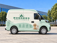 Fourgon de toilettage mobile pour animaux avec table de toilettage électrique et système de bain pour chiens et chats