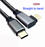 Câble de charge 90 degrés 100W Type C Type C 20V 5A USB C à angle droit Câble en cuivre 90 degrés 1m Téléphones portables Ordinateurs Caméras