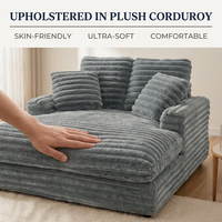 SINOMAX OEM ODM Personnalisable Grande Chaise Longue Intérieure Trois Places Canapé en Tissu sans Structure Canapé-Lit Doux en Coton Côtelé