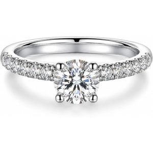 SGARIT custom Lab Grown Diamond Engagement <b>Ring</b> 1 Ct Main Stone 0.56 Cttw Side Stones D Color VS Clarity 4 Prong <b>Solitaire</b> S925 - Product Image 1