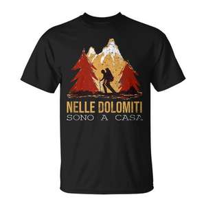 T-shirt de randonnée Dolomites Mountain Adventure, vêtements d'extérieur, chemise noire pour hommes - Product Image 1