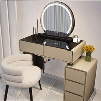 Petit appartement coiffeuse chambre moderne Simple 2025 nouveau Style crème maître chambre armoire maquillage intégré