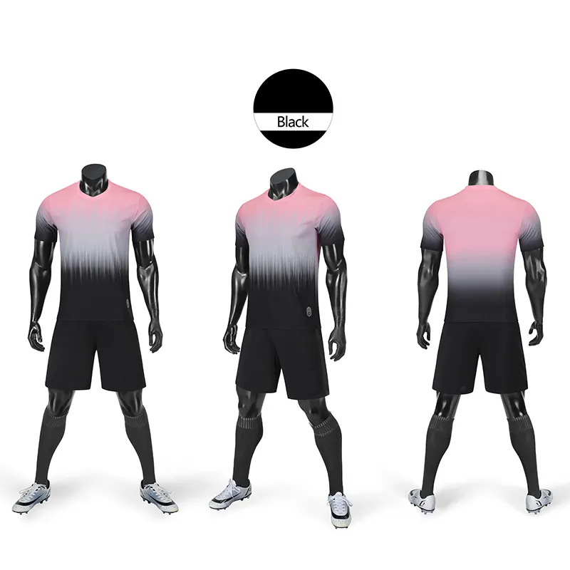 Camisa de futebol personalizada, gradiente com shorts, impresso, nome, número, uniforme de treino esportivo, tamanho grande para homens ou crianças