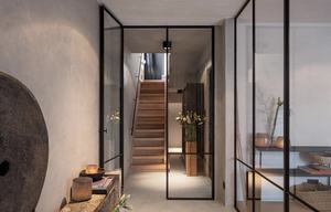 Porte in Ferro Battuto con Design Semplice, Finestre in Metallo con Vetro <span class=keywords><strong>Grigio</strong></span> Temperato, Porte a <span class=keywords><strong>Battente</strong></span> con Motivi a Griglia - Product Image 3