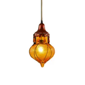 Luminária suspensa com mosquiteiro tradicional, lâmpadas pequenas de vidro, lustre de cristal egípcio