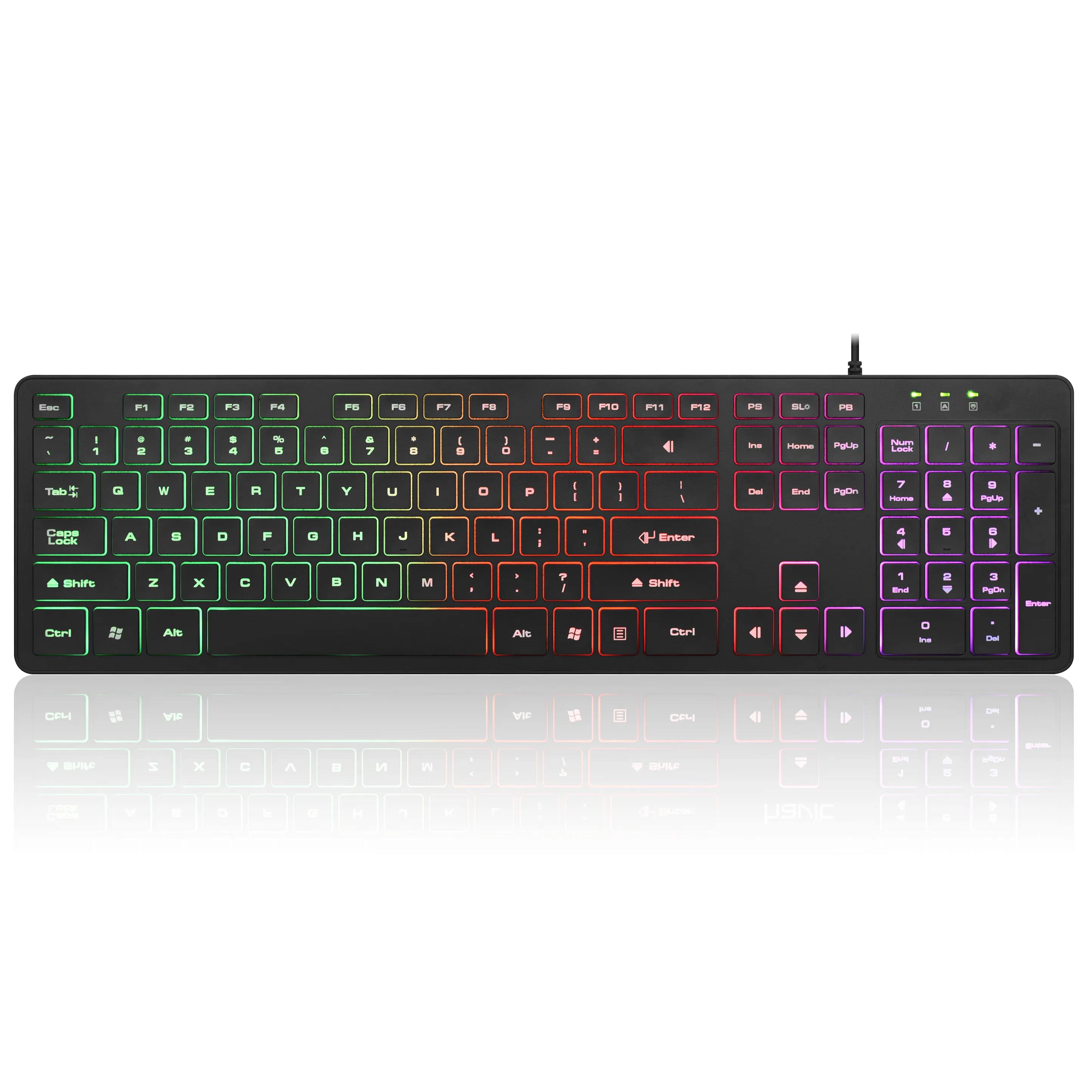 Hot selling laptop usb RGB rainbow led backlit office business gaming computer keyboard