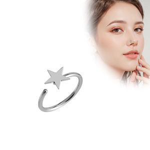 Atacado Aberto Ajustável Nariz Anéis para As Mulheres <span class=keywords><strong>Dainty</strong></span> Copper Silver Color Aço Inoxidável Nariz Parafuso - Product Image 1