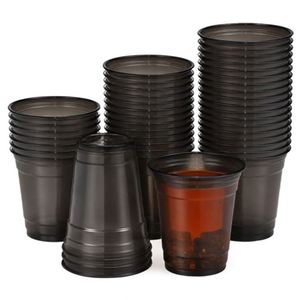 Gobelet à café transparent noir en PET de 10 oz, gobelet pour réunion de famille, fête à la plage, gobelet jetable pour thé au lait, possibilité de personnalisation - Product Image 1