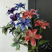 3-koppige retro olieverfschilderij lelie zijden handgemaakte kunstbloemen moderne stijl bruiloft bloemstukken tafeldecoraties