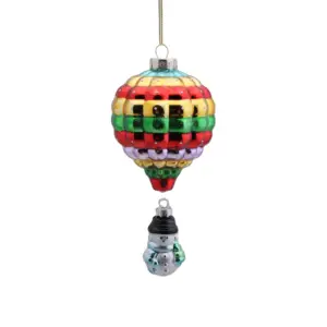 फैक्टरी प्रत्यक्ष बिक्री हाथ से बने सजावटी ग्लास छोटी बात गेंद फांसी आग गर्म हवा के गुब्बारे आकार क्रिसमस आभूषण सजावट