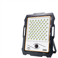 Lampu Sorot LED Tenaga Surya Portabel Tahan Air IP65 100W untuk Keamanan Luar Ruangan dengan Kamera CCTV Kontrol Jarak Jauh WiFi 2.4G