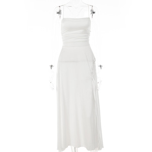New Summer Halter Sexy Bodycon Dress bianco <span class=keywords><strong>nero</strong></span> Fashion Backless Elegant Ladies High Slit Midi Long Party Dress - Product Image 6
