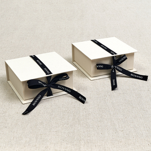 Boyang Custom Eco Friendly Recyclable Paper Cardboard Book Style Jewelry Packaging <strong>Box</strong> with Ribbon - Product Image 5
